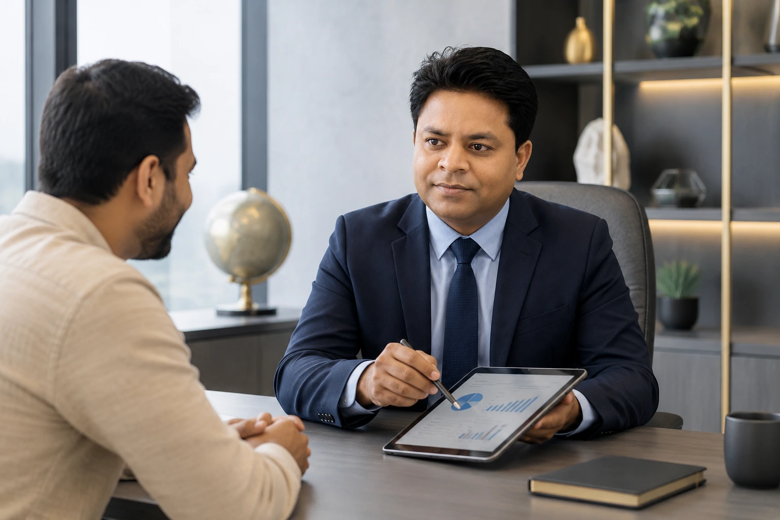 A Udhyami Fintech Pvt. Ltd. advisor guiding a customer
